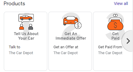 GBP products screenshot