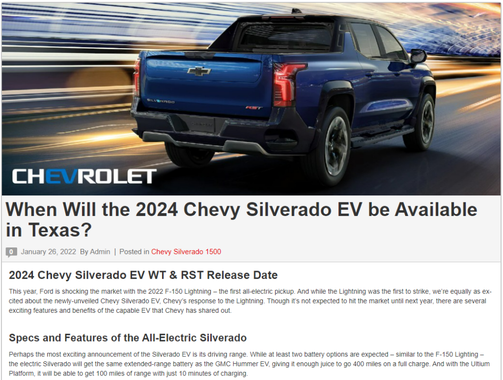 2024 Silverado EV blog screenshot