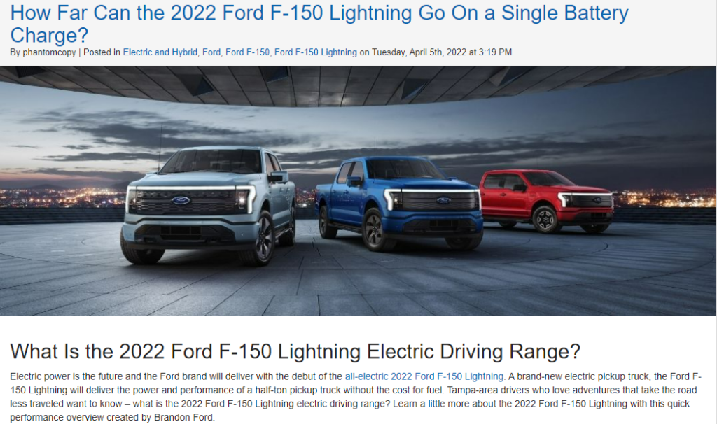 Brandon Ford F-150 Lightning blog topic