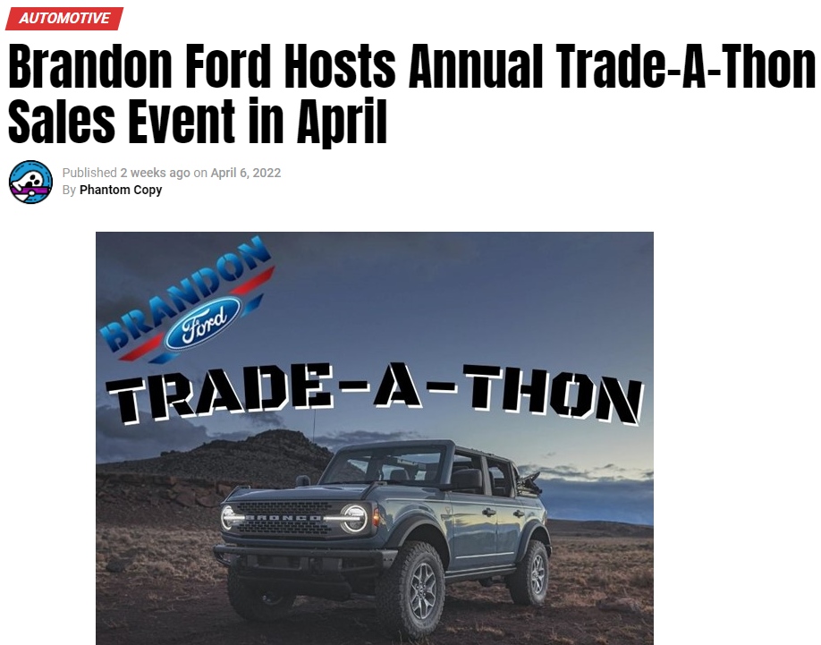 Brandon Ford press release screenshot