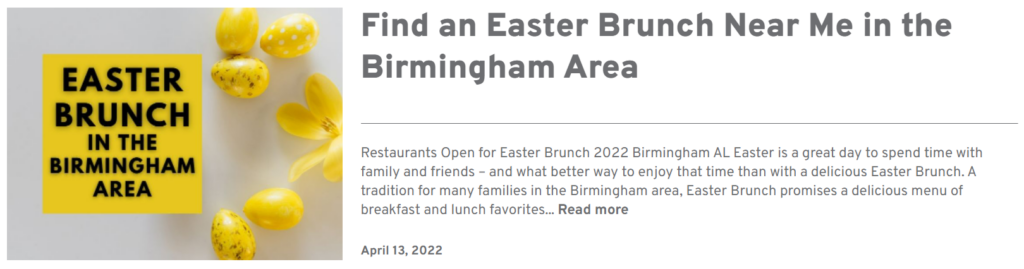 Find an Easter brunch near me in the Birmingham area blog snippet