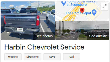 Harbin Chevrolet Service GBP Screenshot