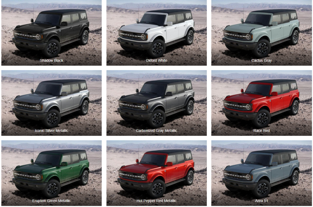 Color options blog Bronco screenshot