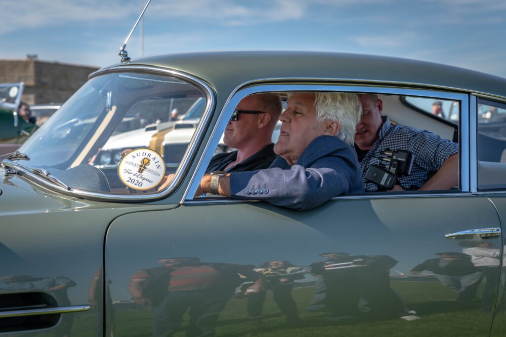Jay Leno Driving an Antique Aston Martin