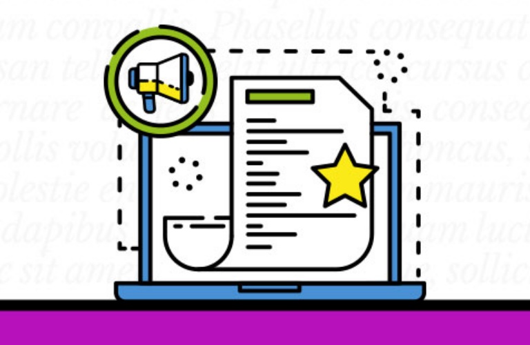 Phantom Copy graphic with computer and megaphone